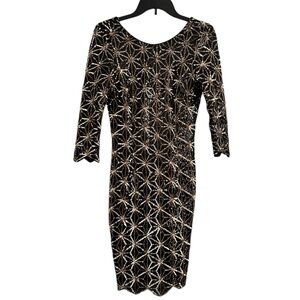 GB Gianni Bini Sequin Dress Black Gold NYE S Small